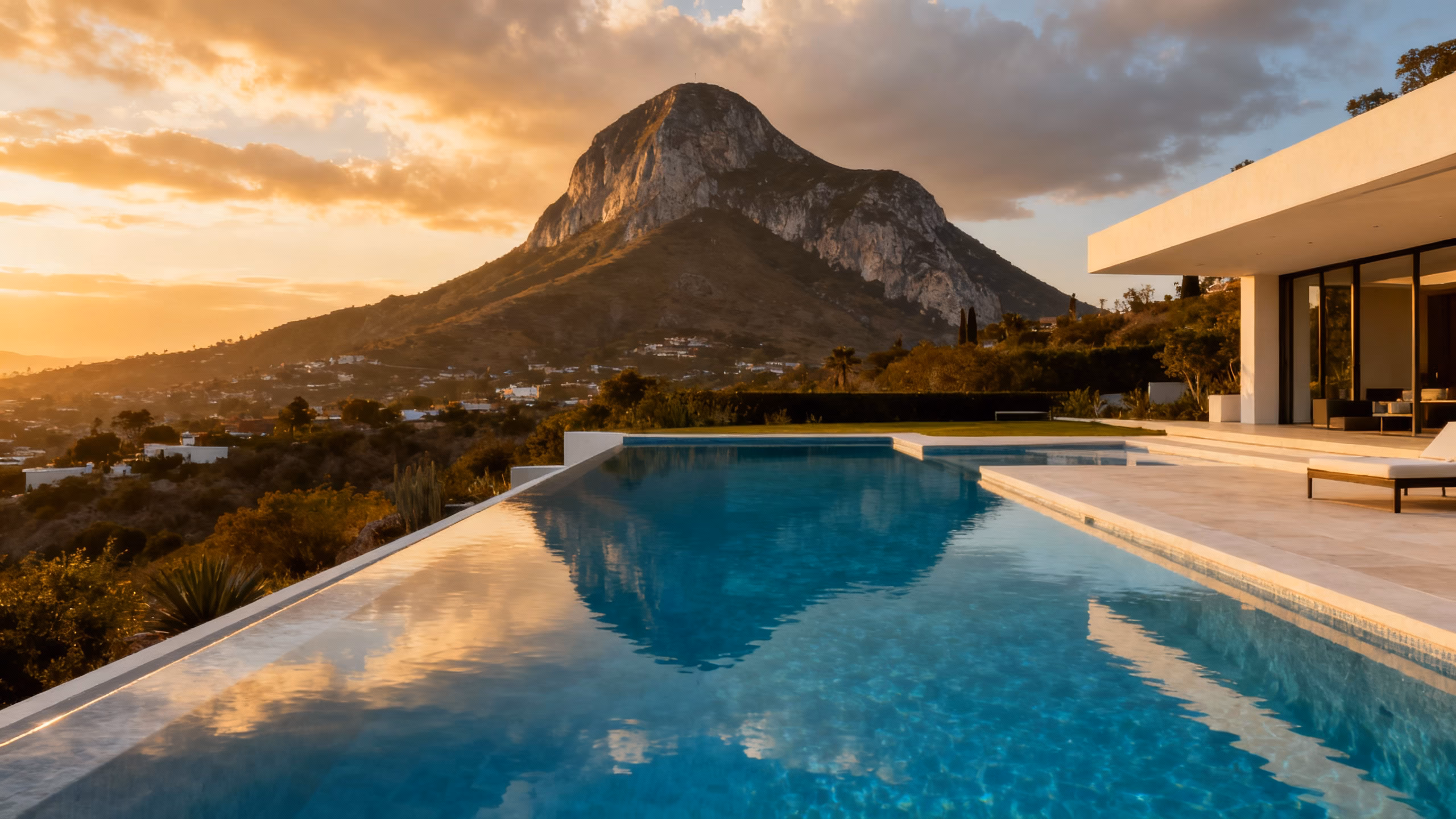 Alberca moderna construida por Albercas MTY en Monterrey